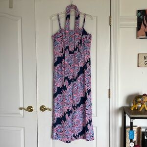 NWT Lilly Pulitzer Sandra Jumpsuit in Oyster Bay Blue Miss Shell Size 8